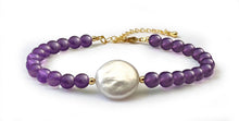 Charger l'image dans la galerie, Bracelet Tendre Amour en Pierres Naturelles et Pierre Centrale en Nacre - Proposé en 3 pierres de couleurs différentes -
