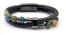 Charger l'image dans la galerie, Bracelet en Cuir Double Rang Onyx