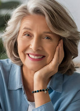 Charger l'image dans la galerie, Bracelet SERENITE MAJESTUEUSE En Oeil de Tigre Bleu Royal et Agate Noire Rayée - A1624 -