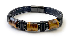 Charger l'image dans la galerie, Bracelet en Cuir trio protecteur en oeil de tigre marron - proposé en 2 tailles -
