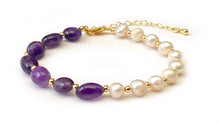 Charger l'image dans la galerie, Bracelet d'Equilibre Vital Perles d'Eau Douce et Pierres Naturelles Améthyste - A1751 -