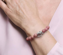 Charger l'image dans la galerie, Bracelet DOUCE CHANCE Elephant porte bonheur en Rhodonite rose- A1957 -