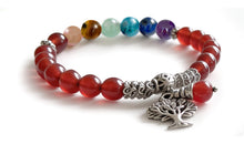 Charger l'image dans la galerie, Bracelet 7 Chakras en Agate rouge Pendant Arbre de Vie et Perle - A2113 -