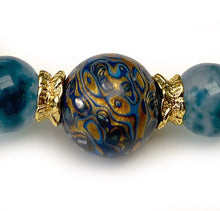 Charger l'image dans la galerie, Bracelet AUBE CELESTE Plaqué Or Perles Calcedoine Bleue - A2122 -
