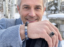 Charger l'image dans la galerie, Bracelet Aventyx homme en aventurine Bleue et Onyx noir – A2243 -