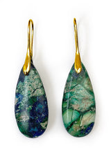 Charger l'image dans la galerie, Boucles d'Oreilles Pendantes en Jaspe Impérial Bleu - Proposé en Argenté ou Doré