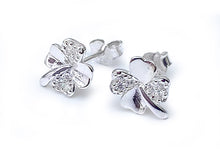 Charger l'image dans la galerie, Boucles d'Oreilles en Argent 925/1000 Trèfle & Strass - B1657 -