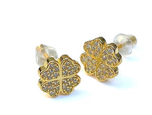 Charger l'image dans la galerie, Clous d'oreilles Trèfle & Strass - Proposé en doré ou en argenté