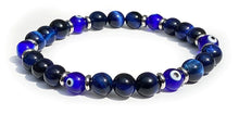 Charger l'image dans la galerie, Bracelet OEil Bleu de Nazar et OEil de tigre bleu - A1905 -