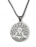 Pendentif Bouddha sous l'Arbre de Vie - Proposé en Doré ou en Argenté -
