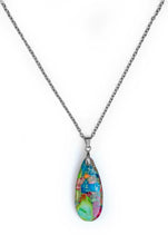 Charger l'image dans la galerie, Pendentifs en Jaspe Impérial Multicolore - Proposé en Argenté ou Doré