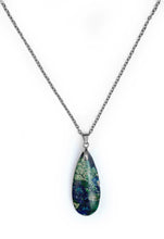 Charger l'image dans la galerie, Pendentifs en Jaspe Impérial  Bleu - Proposé en Argenté ou Doré