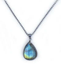Charger l'image dans la galerie, Pendentif en Labradorite - Acier Inoxydable- D1747 -