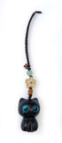 Porte Clés Chat en Bois de Santal - G1782 -