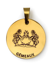 Charger l'image dans la galerie, Le pendentif du Zodiaque Gravé Doré - 12 signes -