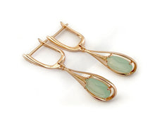 Charger l'image dans la galerie, Boucles d'Oreilles Goutte Zircon Vert & Plaqué Or Rose 585 - B1415 -