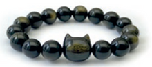 Charger l'image dans la galerie, Bracelet Chat en Obsidienne Dorée du Mexique - A1407 -