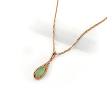 Charger l'image dans la galerie, Pendentif Goutte Zircon Vert & Plaqué Or Rose 585 - D1414 -