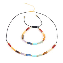 Charger l'image dans la galerie, Bracelet 7 Chakras Pierres Naturelles Tubes Plaqué Or 18K - A1437 -