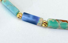 Charger l'image dans la galerie, Parure Bracelet + Collier 7 Chakras Pierres Naturelles Tubes Plaqué Or 18K - F1467 -