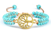 Charger l'image dans la galerie, Bracelet Perles Double Rang avec Arbre de Vie Doré - Proposé en 3 Couleurs -