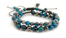 Charger l'image dans la galerie, Duo Bracelets Oeil de Tigre Bleu Royal et Hématite - A1200 -