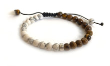 Charger l'image dans la galerie, Bracelet Yin & Yang Howlite Blanc et Oeil de Tigre Marron  6mm -  A1202 -