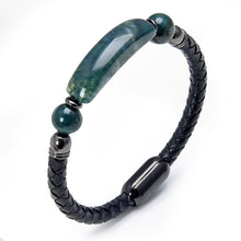 Charger l'image dans la galerie, Bracelet en Cuir et sa Puissante Pierre d'Energie Agate Mousse