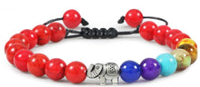Charger l'image dans la galerie, Bracelet Eléphant 7 Chakras Réglables - Proposé en 5 couleurs de pierre différentes -