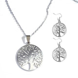 Parure en Argent Massif 925ème Collier et Boucles d'Oreilles Arbre de Vie  - F1151 -