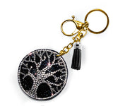 Porte Clés Cuir Arbre de Vie en Cuir et Strass - Proposé en 2 couleurs -