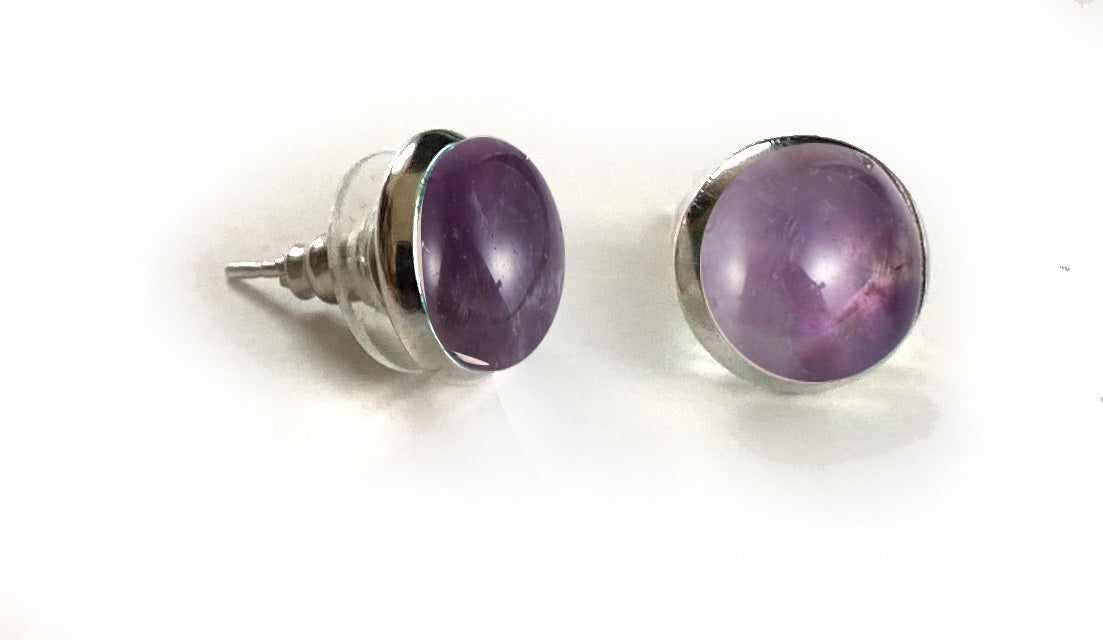 Boucles D'oreilles Vintage En Or Avec Perle Améthyste - Clous Percés Modèle 5770