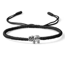 Charger l'image dans la galerie, Bracelet Porte Bonheur Corde Noir & Eléphant Argenté - A1070 -