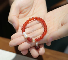 Charger l'image dans la galerie, Bracelet CLOE - Plaqué Or Agate Rouge & Perles de Culture - A1188 -