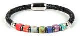 Bracelet 7 Chakras en Cuir & Pierres Carrées - A1225 -