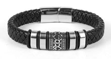 Charger l'image dans la galerie, Bracelet de Chance Cuir Tressé Noir & Acier