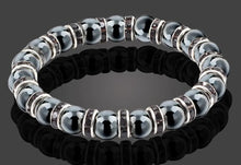 Charger l'image dans la galerie, Bracelet Bien-Etre Hématite & Strass Noir - A1205 -