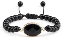 Charger l'image dans la galerie, Bracelet réglable Médaillon en Onyx Noir - A1201 -