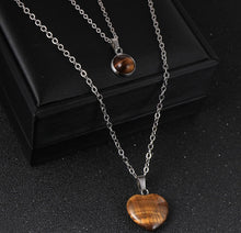 Charger l'image dans la galerie, Pendentif Duo Amour & Félicité Coeur - Proposé en 6 pierres différentes -