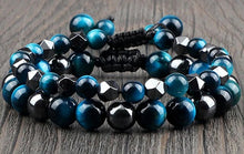 Charger l'image dans la galerie, Duo Bracelets Oeil de Tigre Bleu Royal et Hématite - A1200 -