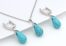 Charger l'image dans la galerie, Parure Sérénité en Howlite Turquoise - Proposé en Argenté ou en Doré -