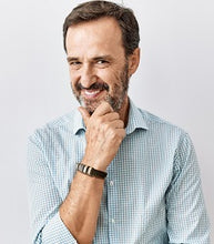 Charger l'image dans la galerie, Bracelet de Chance Cuir Tressé Noir & Acier