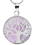 Pendentif Arbre de Vie et sa Pierre Dynamisante - Proposé en 6 pierres de couleurs différentes -
