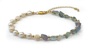 Bracelet d'Equilibre Vital Perles d'Eau Douce et Pierres Naturelles Fluorite - A1357 -