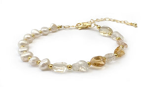 Bracelet d'équilibre vital perles d'eau douce et pierres naturelles Citrine - A1358