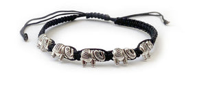 Bracelet Corde 5 Éléphants - Proposé en 3 couleurs -