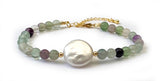 Bracelets Tendre Amour en Pierres Naturelles et Pierre Centrale en Nacre - Proposé en 3 pierres de couleurs différentes -