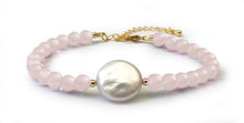 Charger l'image dans la galerie, Bracelet Tendre Amour en Pierres Naturelles et Pierre Centrale en Nacre - Proposé en 3 pierres de couleurs différentes -
