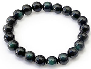 Parure Collier + Bracelet d'Energie Vitale en Obsidienne Oeil Celeste - F1469 -