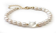 Bracelet Chat en Perles d'Eau Douce 5mm - A1517 -